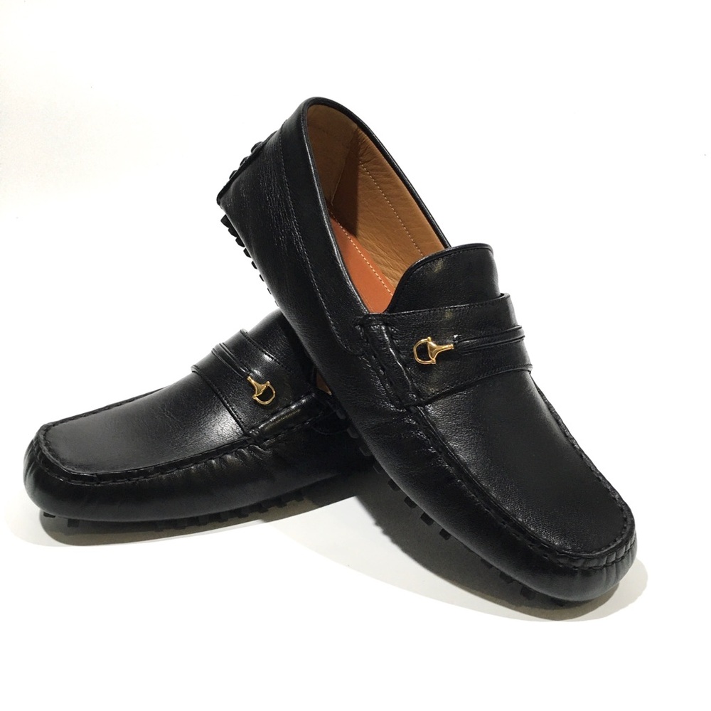 GUCCI HALF HORSEBIT DRIVING LOAFERS MOCCASIN -BLACK LEATHER -MEN US 10.5 -NEW